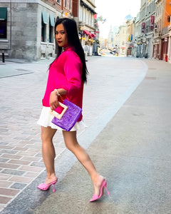 Purple Crystal Beaded Tote