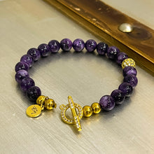 Load image into Gallery viewer, Pop of Gold Amethyst Bracelet