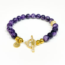 Load image into Gallery viewer, Pop of Gold Amethyst Bracelet