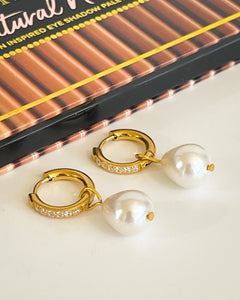 Catherine Pearl Drop Hoop Earrings