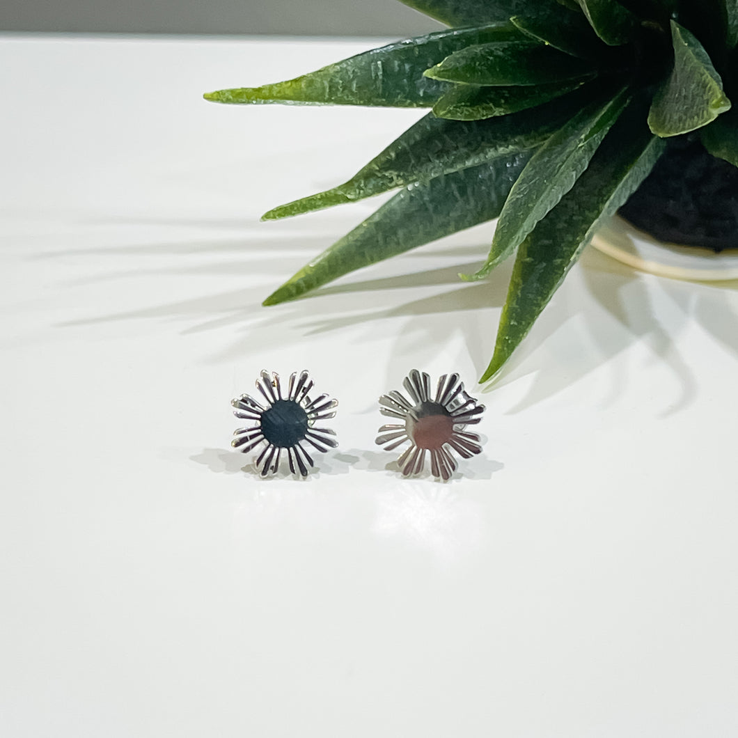 Silver Sun Stud Earrings