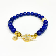 Load image into Gallery viewer, Pop of Gold Lapis Lazuli Bracelet