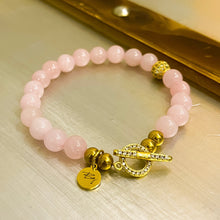 Load image into Gallery viewer, Pop of Gold Rose Quartz Bracelet