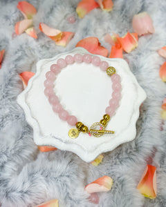 Pop of Gold Rose Quartz Bracelet