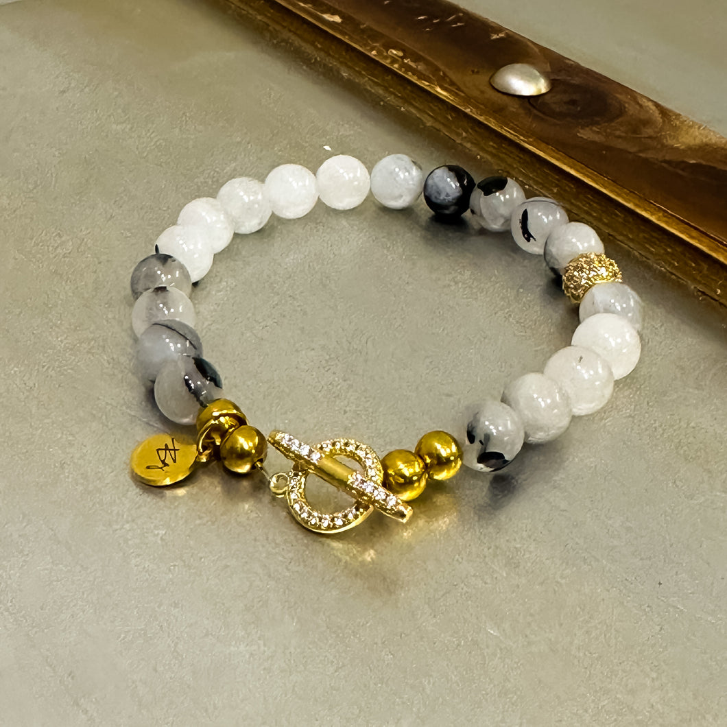 Pop of Gold Rutilated Quartz Bracelet