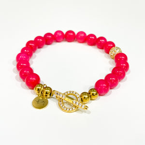 Pop of Gold Strawberry Jade Bracelet