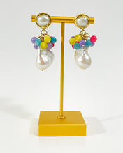 Load image into Gallery viewer, Baroque Pearl Drop &amp; Jade Cluster Earrings