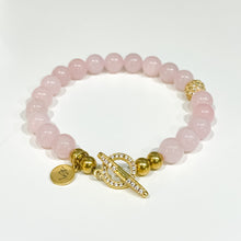 Load image into Gallery viewer, Pop of Gold Rose Quartz Bracelet