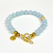 Load image into Gallery viewer, Pop of Gold Aquamarine Bracelet