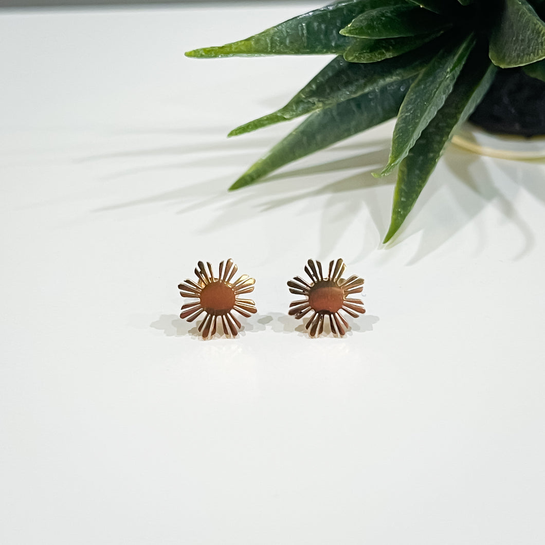 Rose Gold Sun Stud Earrings