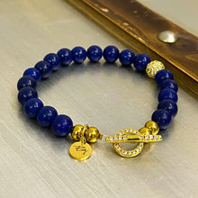 Load image into Gallery viewer, Pop of Gold Lapis Lazuli Bracelet