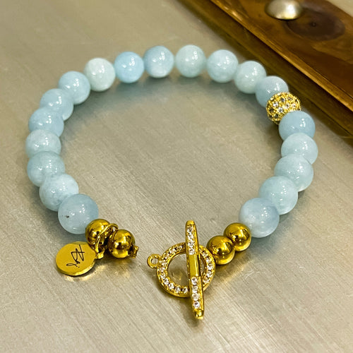 Pop of Gold Aquamarine Bracelet