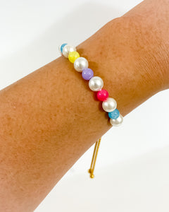 Y2K Colourful Pearl & Jade Bracelet